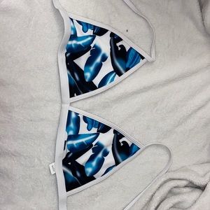 Blue & white floral bikini top!